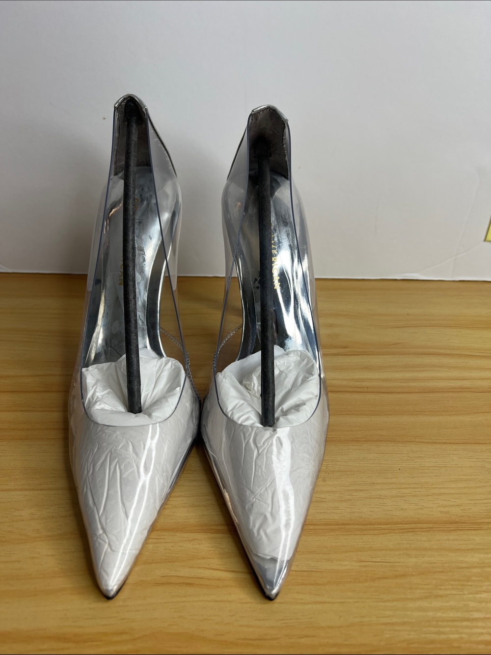 GOOD AMERICAN Clear Pointed-Toe Women’s Heels in Clear.